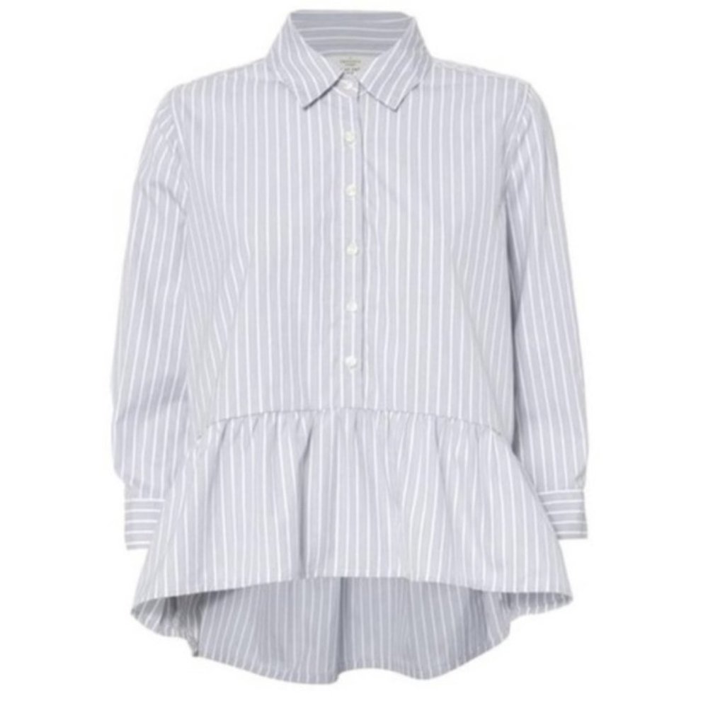 Birds of Paradis Trovata Striped Peplum Button Top
